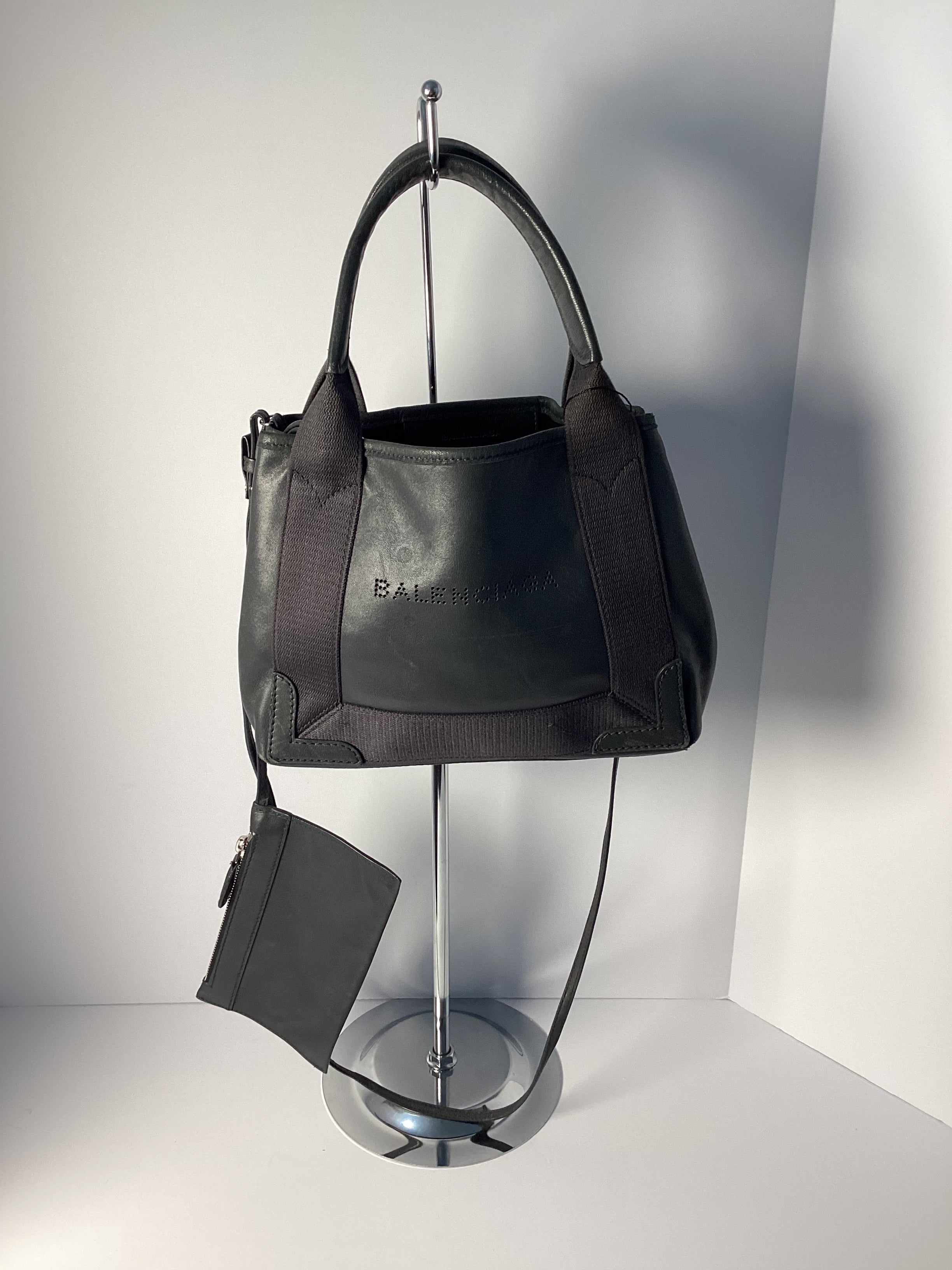 Balenciaga Navy Cabas XS 2-Way Bag (Gray/Silver) 🩶✨
