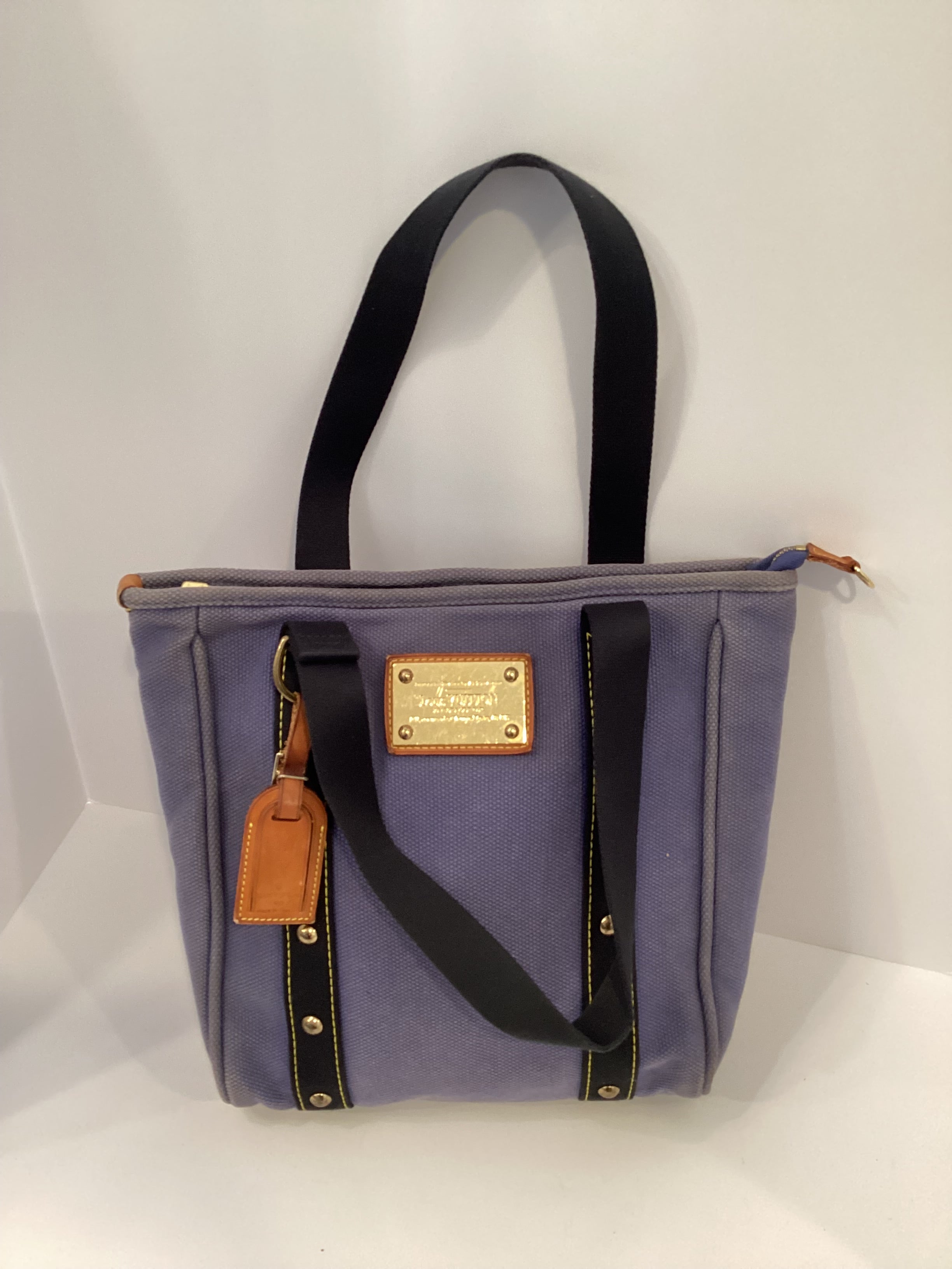 Louis Vuitton LV Tote Bag Antigua Cabas MM Blue Canvas