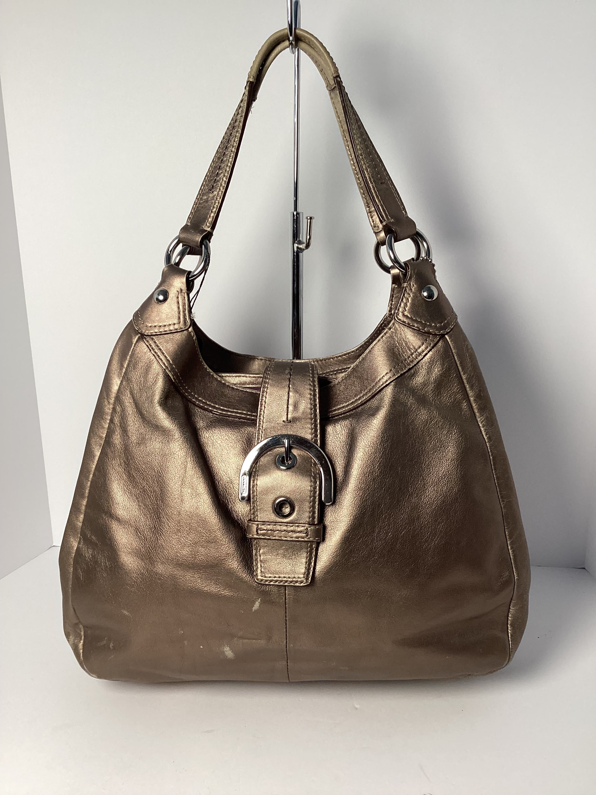 COACH LEATHER METALIC SOHO LYNN HOBO SHOULDER BAG