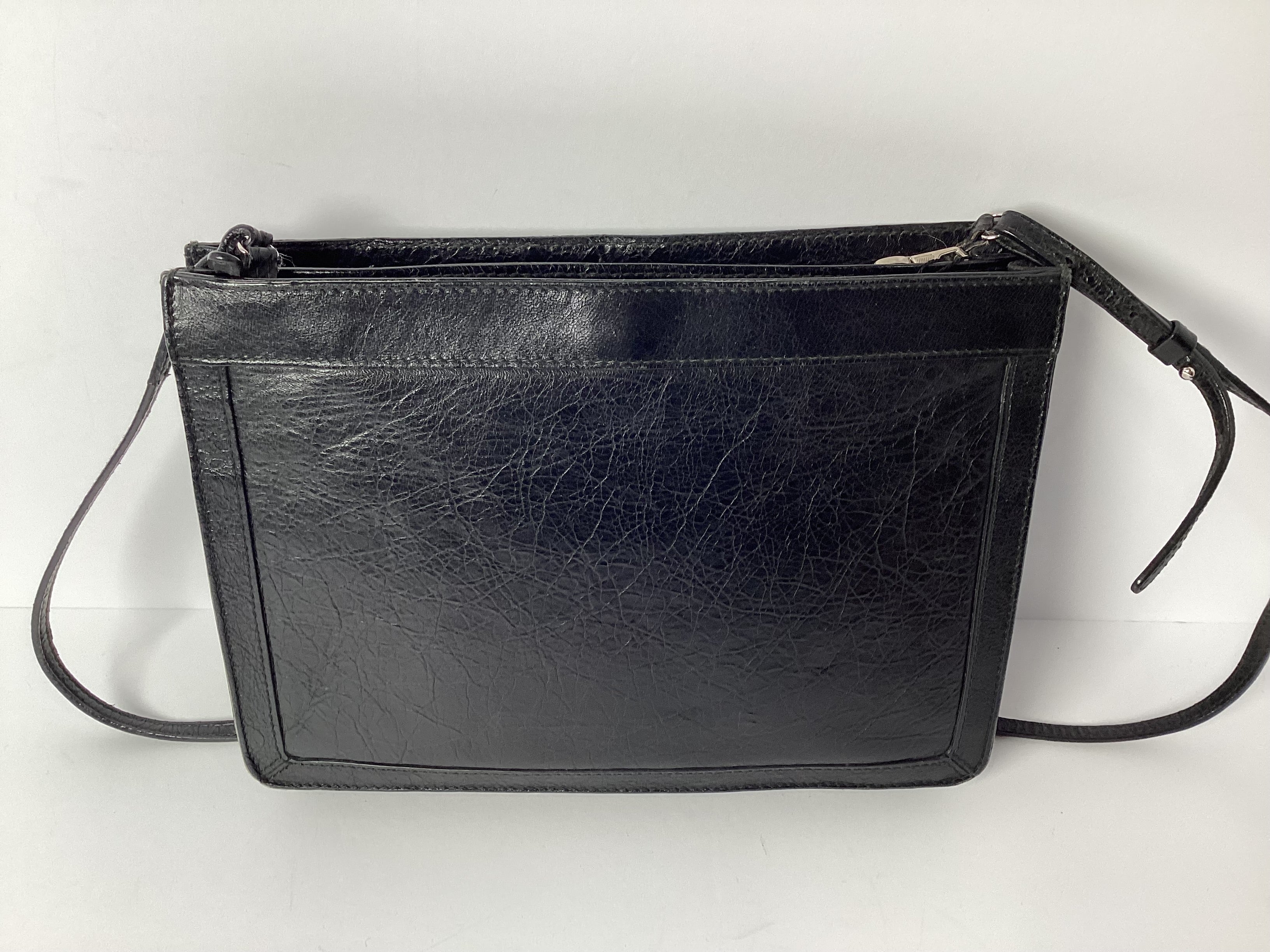 Balenciaga Black Leather Crossbody Clutch