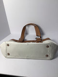 COACH LEATHER SOHO PLEATED IVORY AND TAN LEATHER SHOULDER BAG