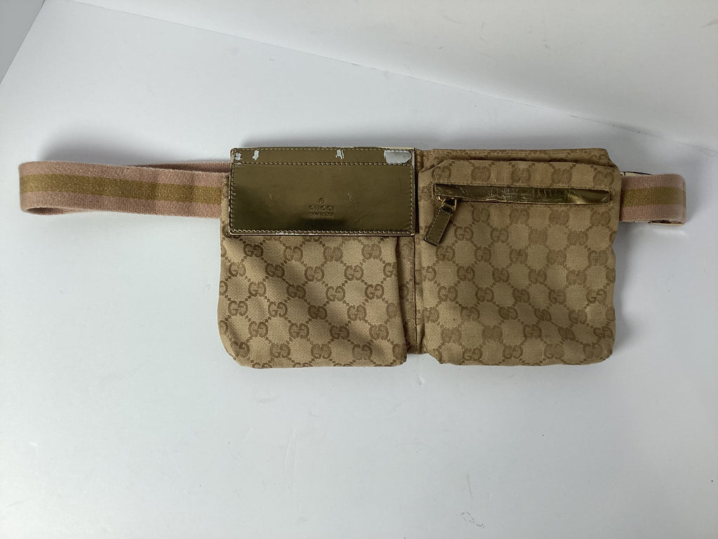 Gucci GG Monogram Canvas Waist Bag (Gold)