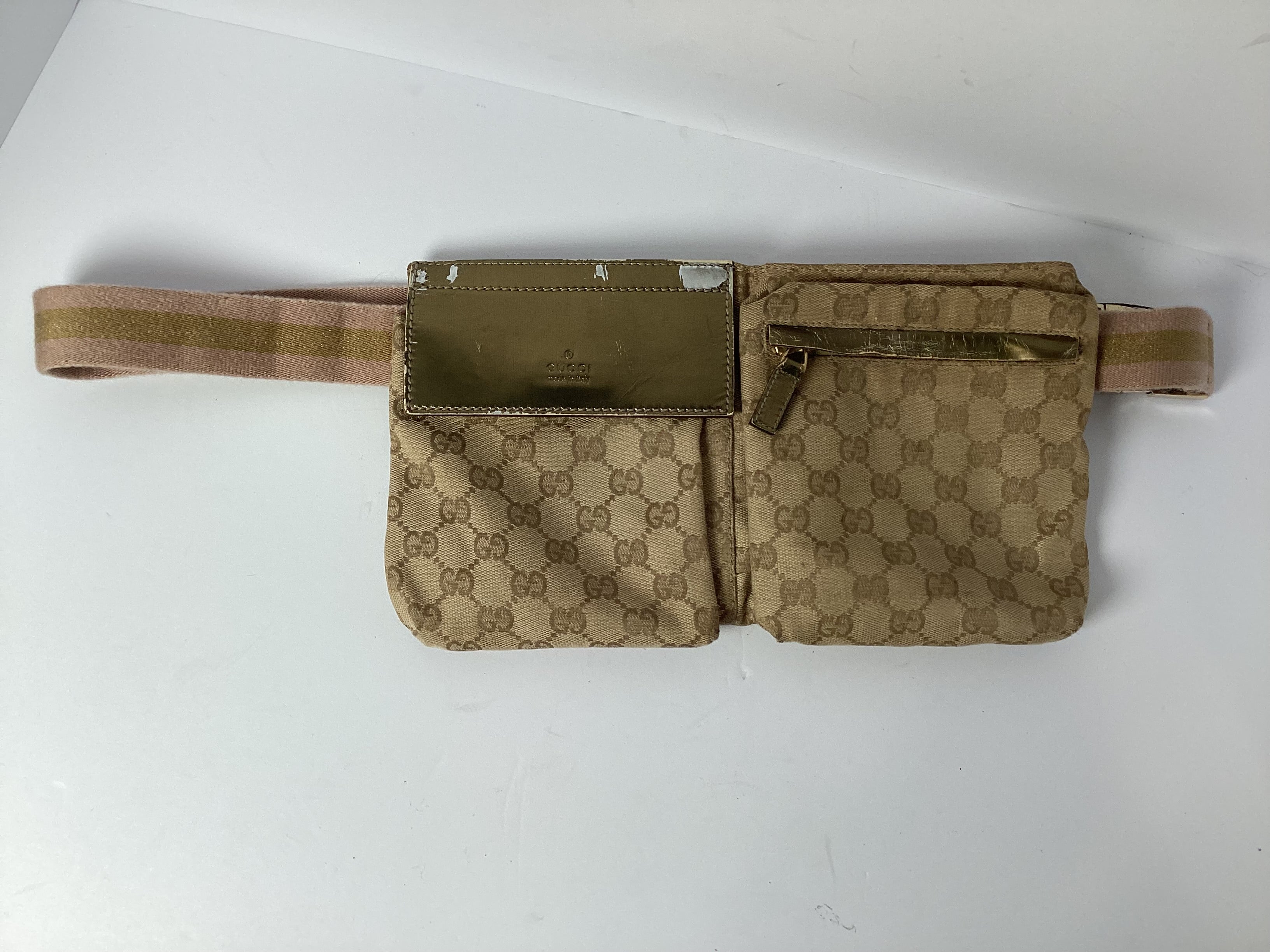 Gucci GG Monogram Canvas Waist Bag (Gold)