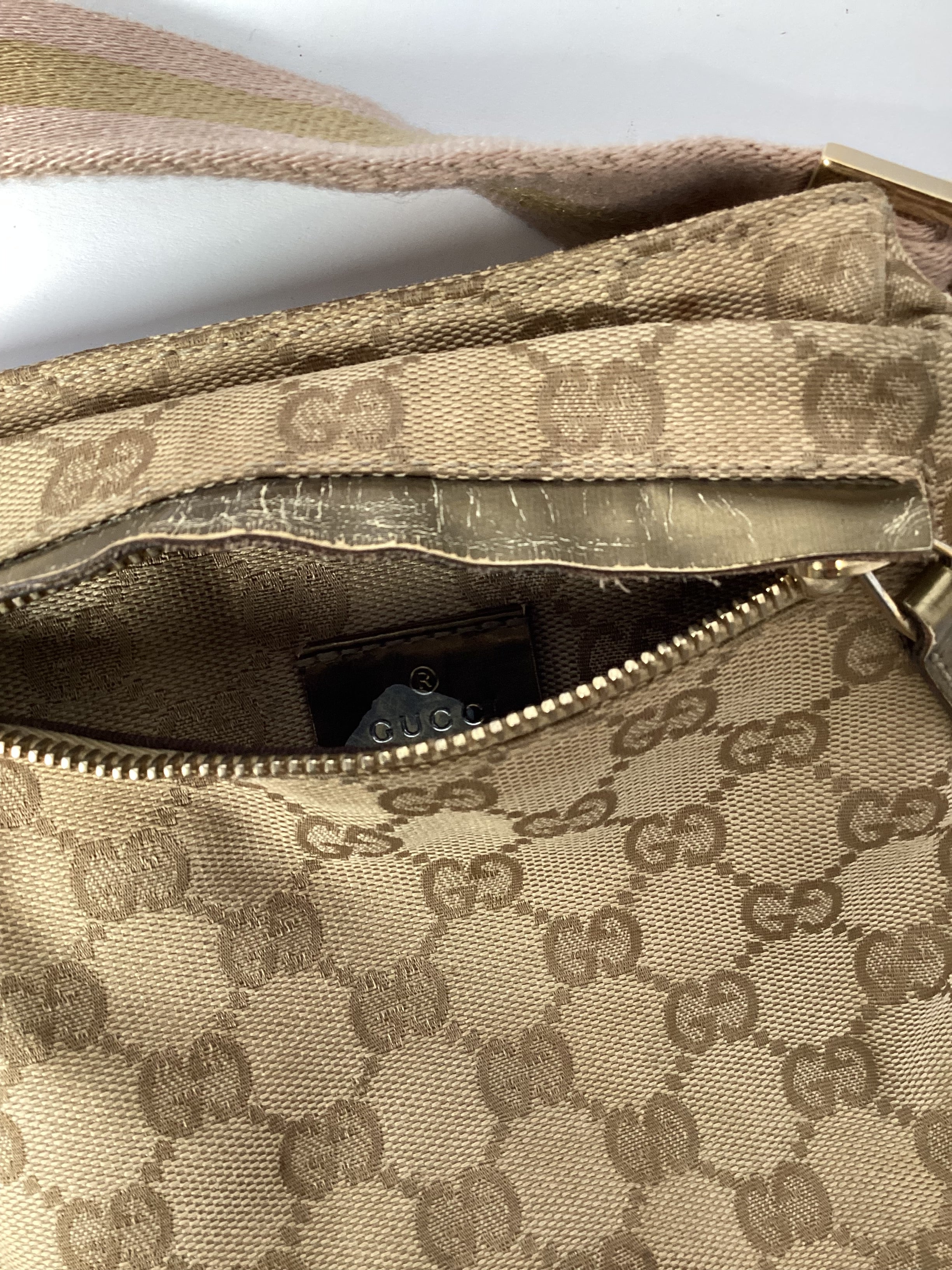 Gucci GG Monogram Canvas Waist Bag (Gold)