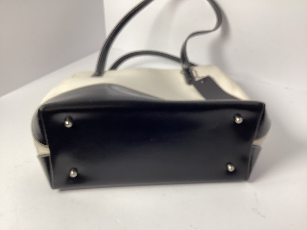 KATE SPADE STRAW LEATHER TAN/BLACK HANDBAG