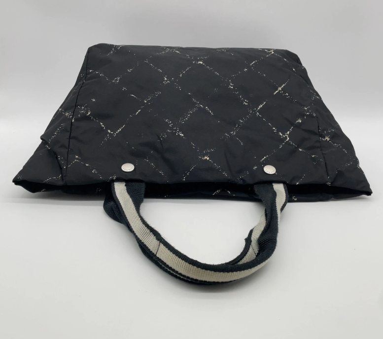 Chanel Old Travel Line Nylon Black Handbag/Tote Bag W/Dustbag