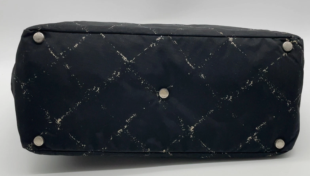 Chanel Old Travel Line Nylon Black Handbag/Tote Bag W/Dustbag