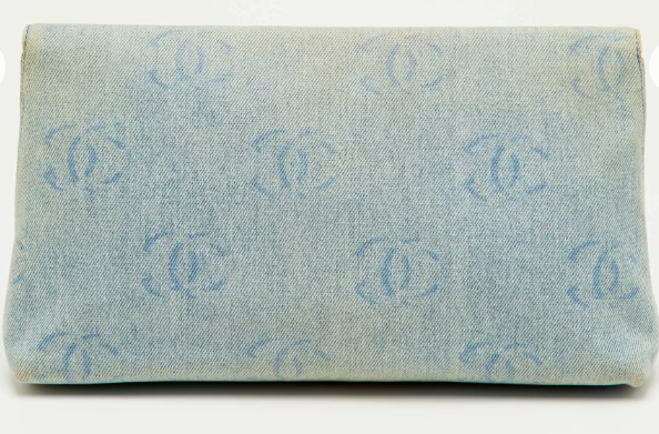 Chanel CC Signature Vintage Light Blue Denim Clutch