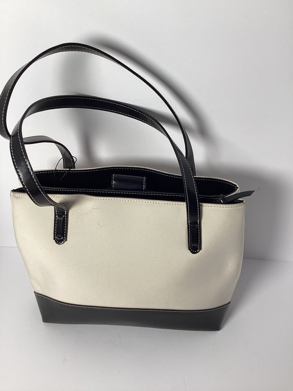 KATE SPADE STRAW LEATHER TAN/BLACK HANDBAG