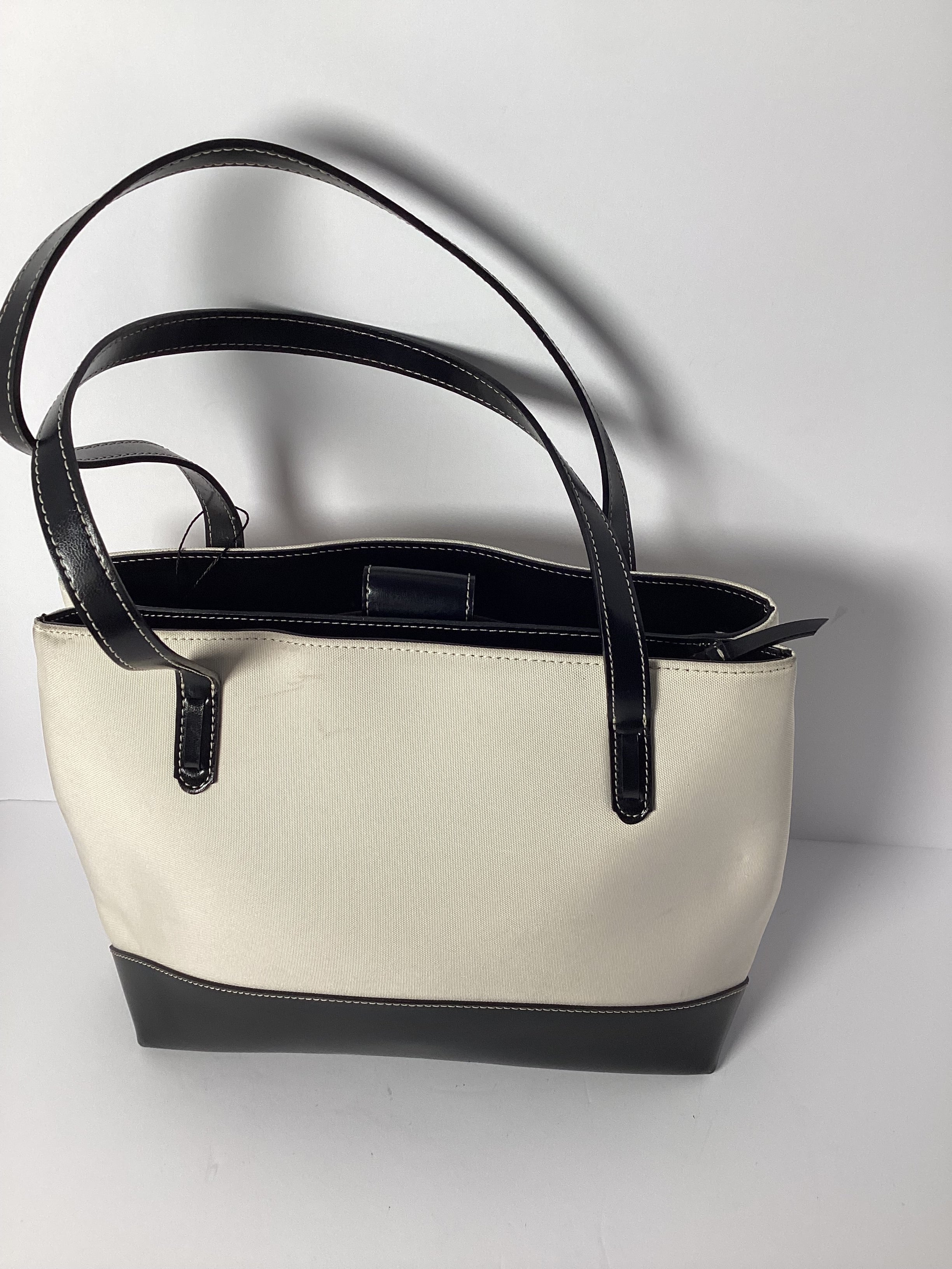 KATE SPADE STRAW LEATHER TAN/BLACK HANDBAG