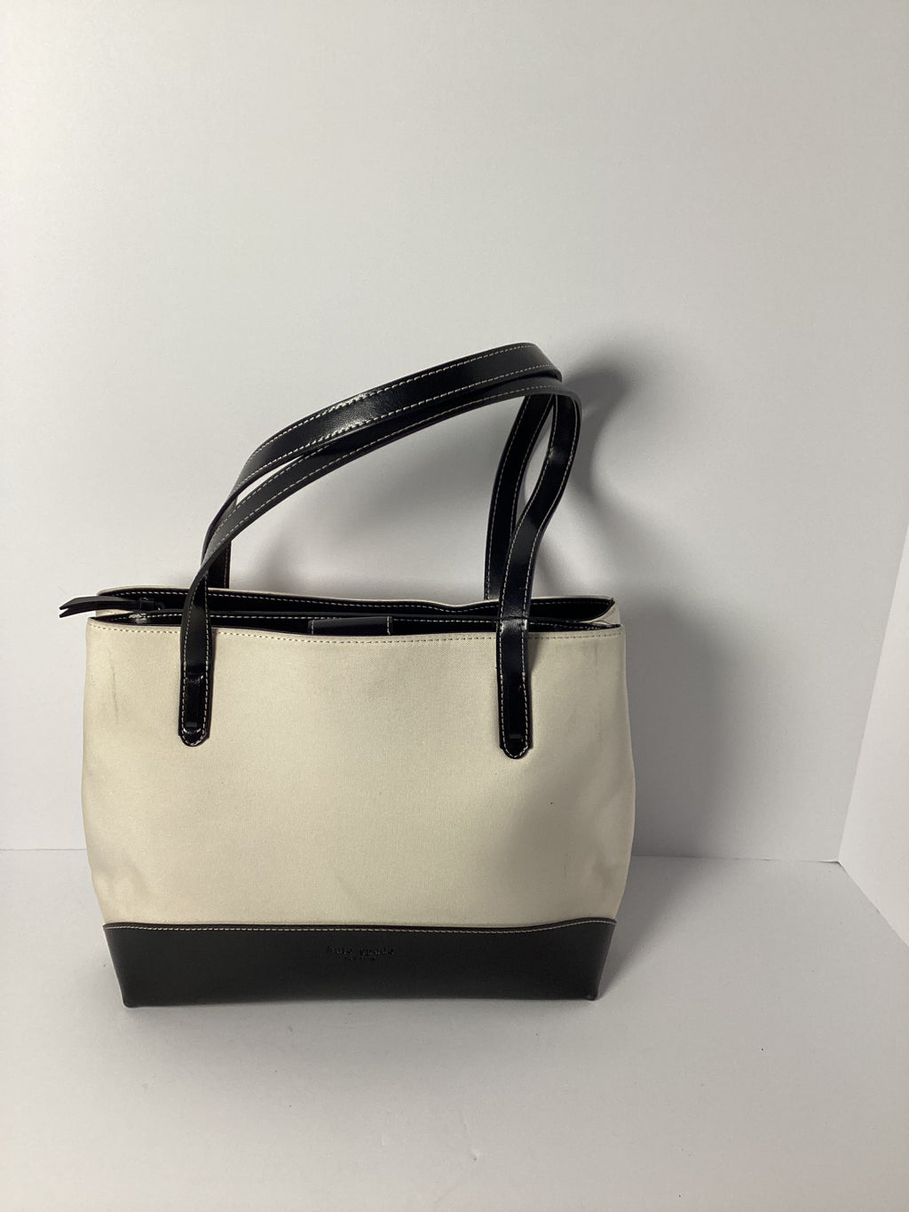 KATE SPADE STRAW LEATHER TAN/BLACK HANDBAG