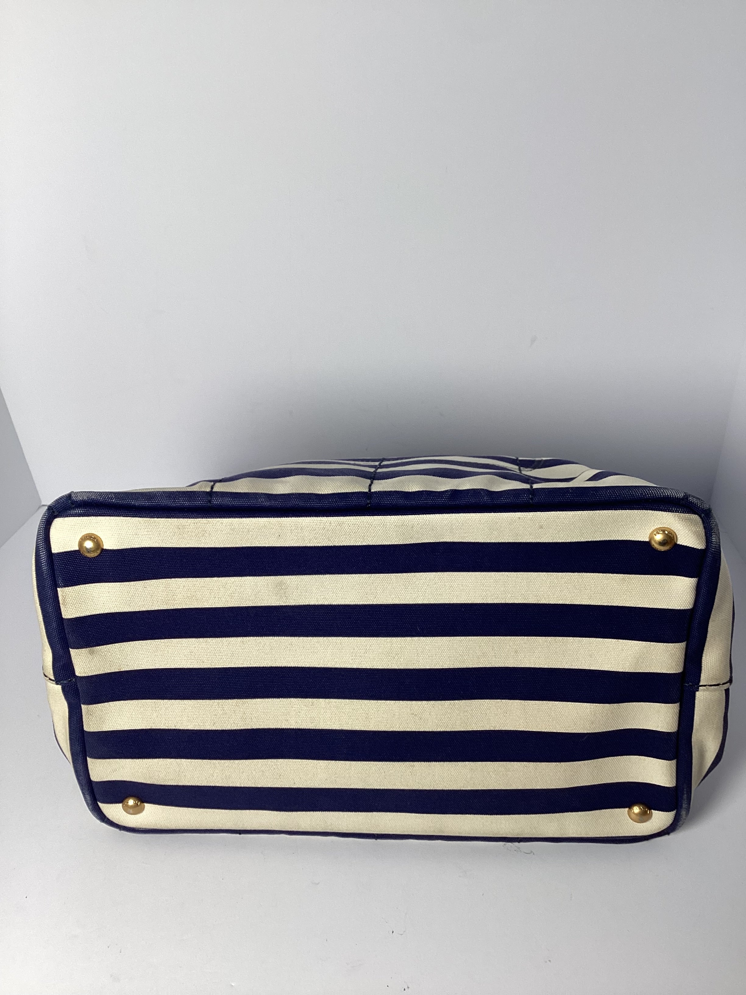 Prada Canapa Striped Canvas Tote Bag