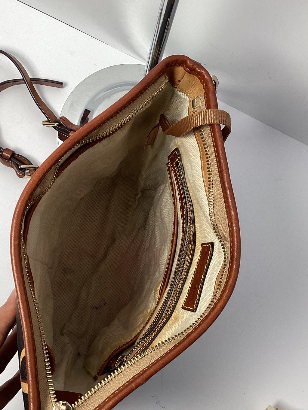 DOONEY & BURKE MONOGRAM SMALL ZIP SAC SHOULDER BAG