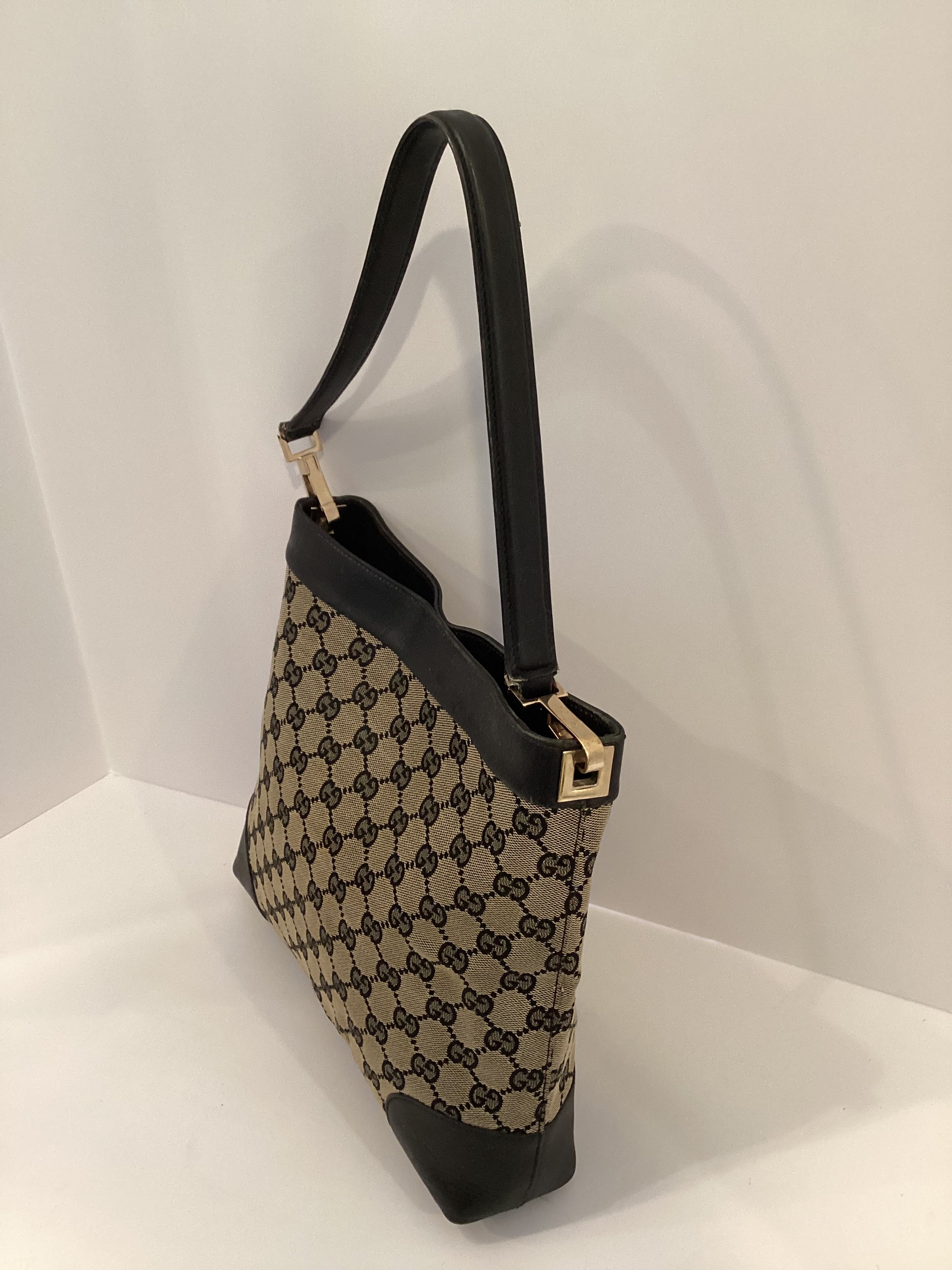 Gucci GG Sherry Line Canvas Black Tote