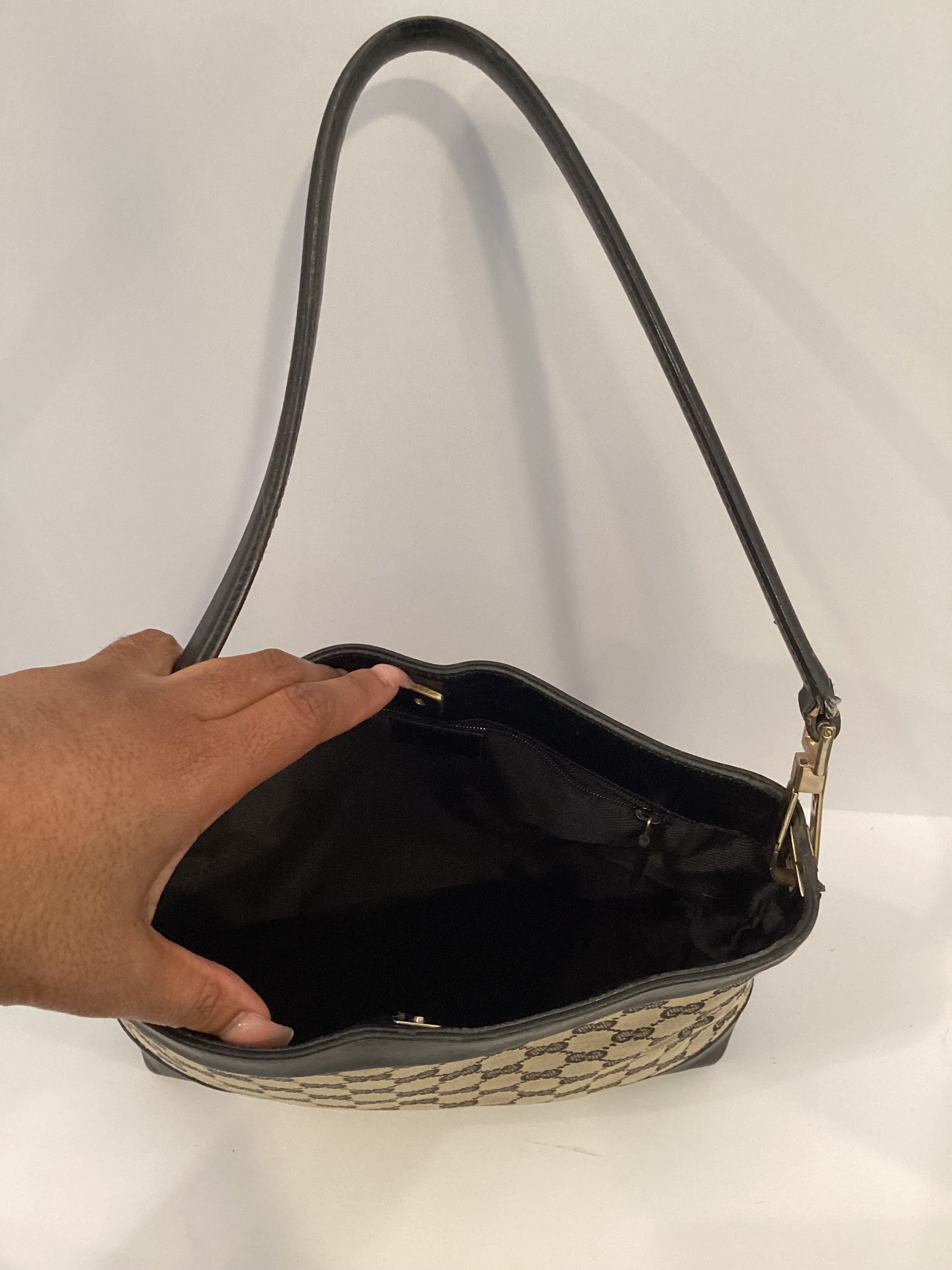 Gucci GG Sherry Line Canvas Black Tote
