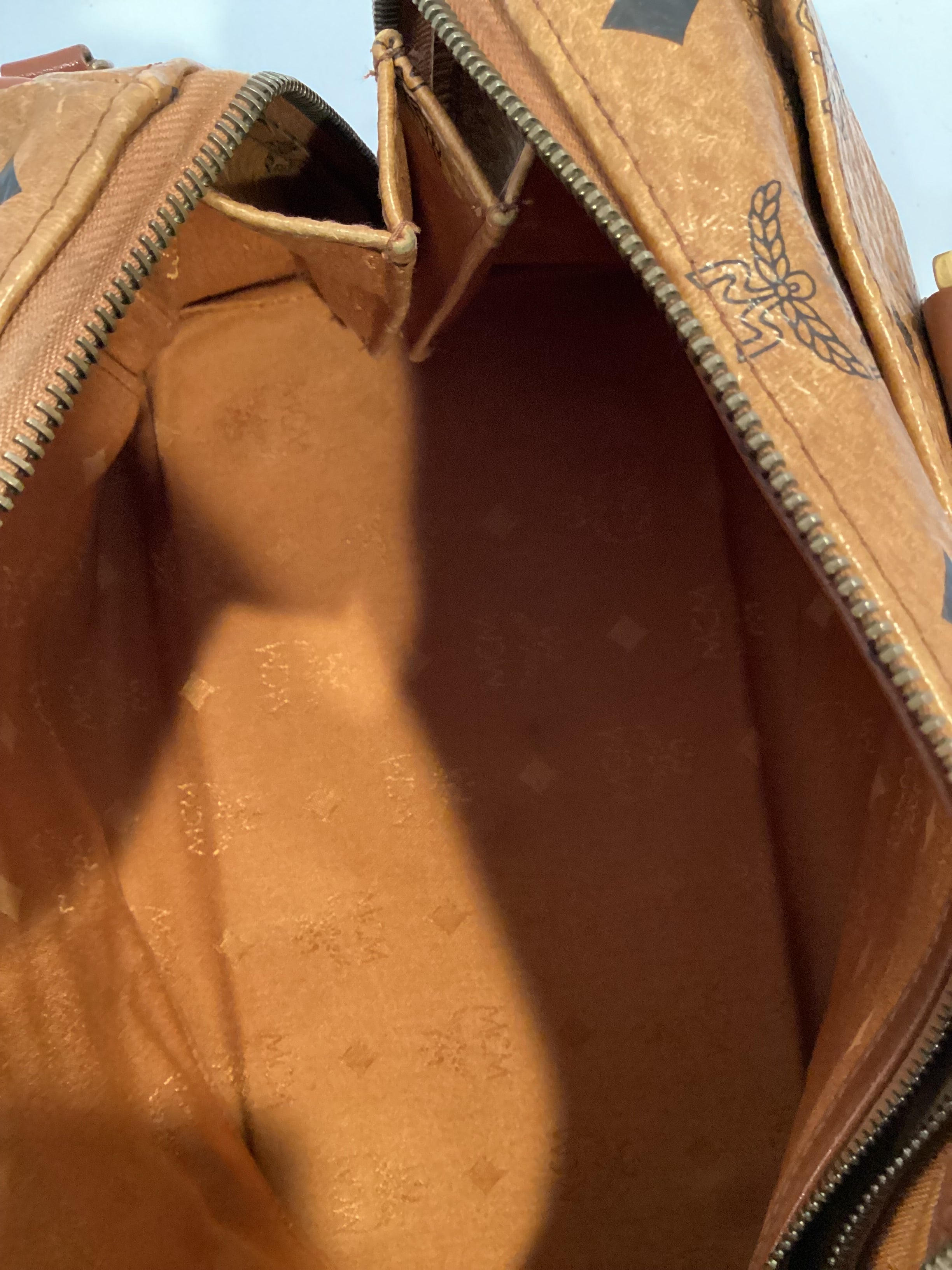 MCM Boston 25 Handbag (Brown Visetos)