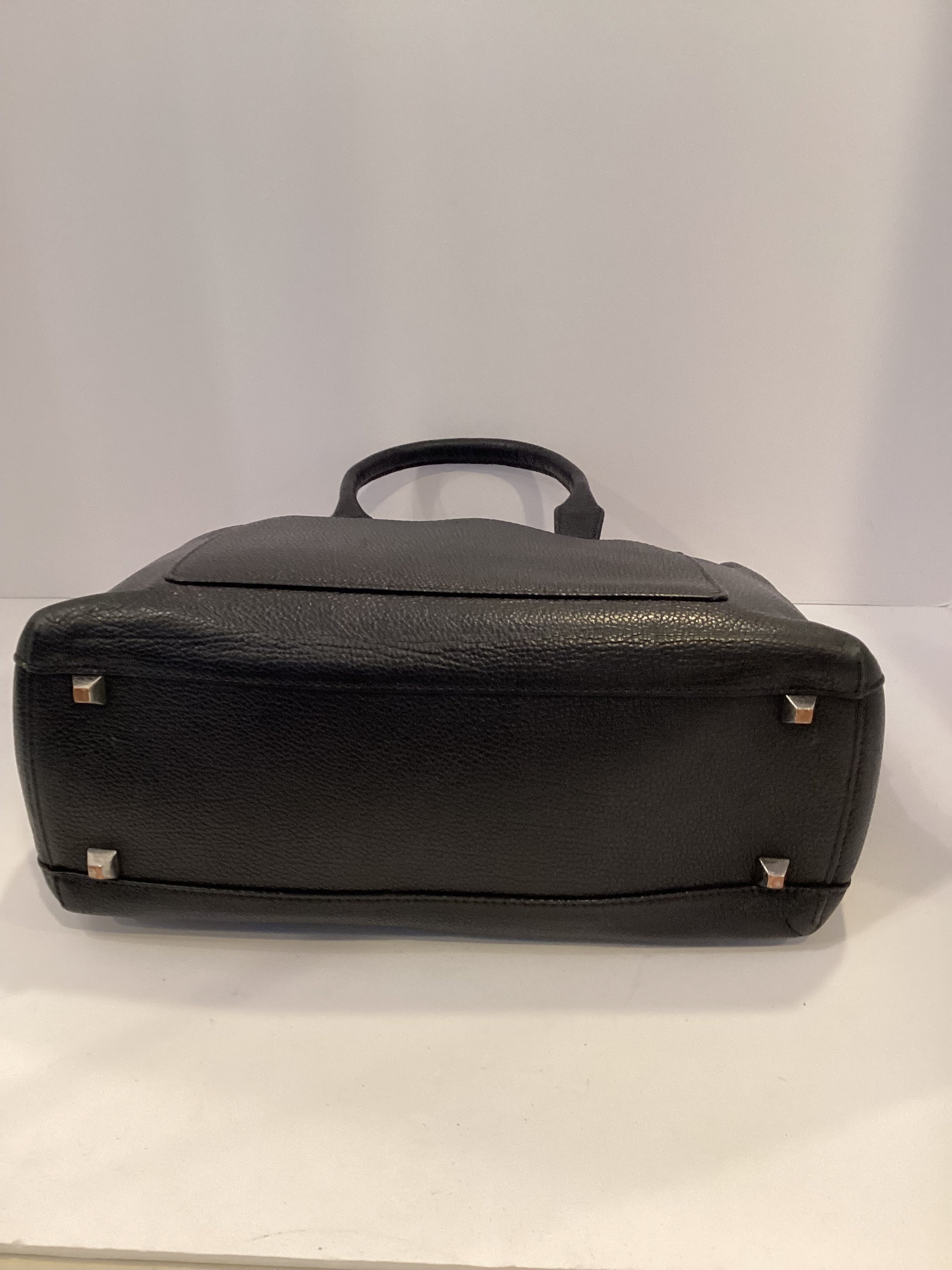 MCM Grained Calfskin Medium Ella Boston Black Silver Hardware Satchel Crossbody