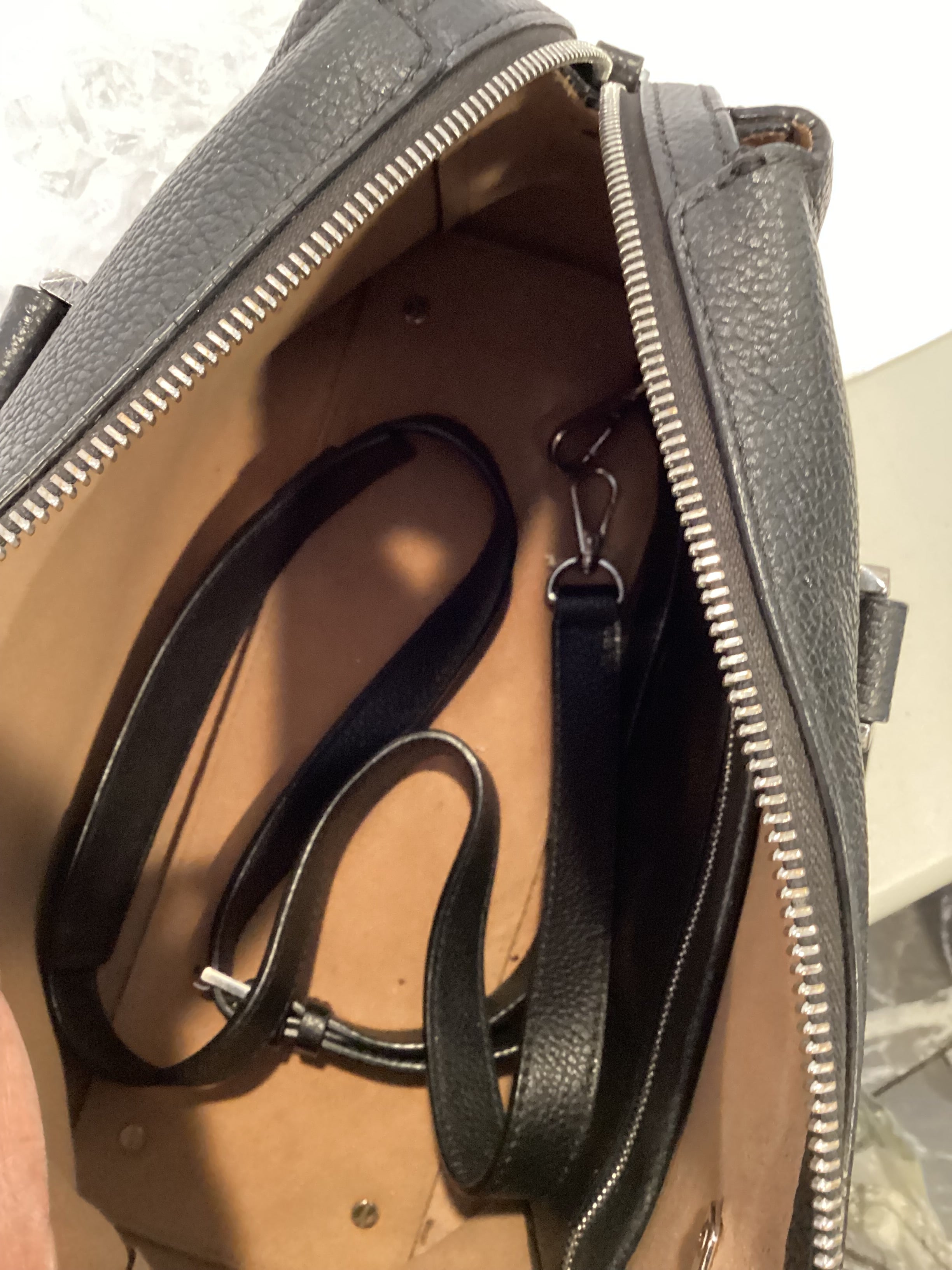 MCM Grained Calfskin Medium Ella Boston Black Silver Hardware Satchel Crossbody
