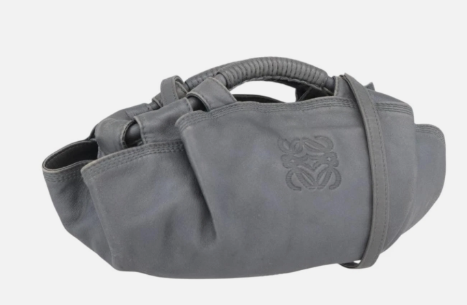 LOEWE Anagram Shoulder Bag Leather Silver