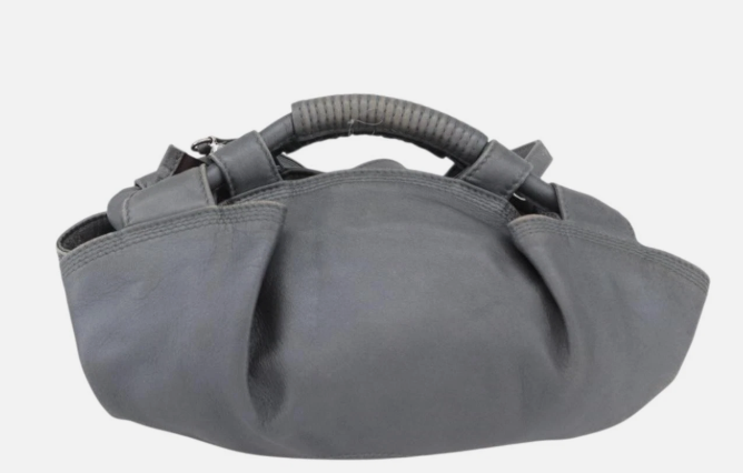 LOEWE Anagram Shoulder Bag Leather Silver