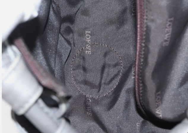 LOEWE Anagram Shoulder Bag Leather Silver