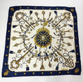 HERMES SCARF CARRE 90 BLUE SILK100