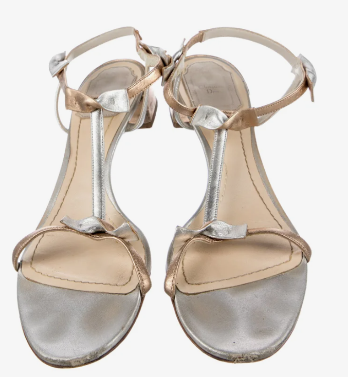 Christian Dior  Leather T-Strap Sandals